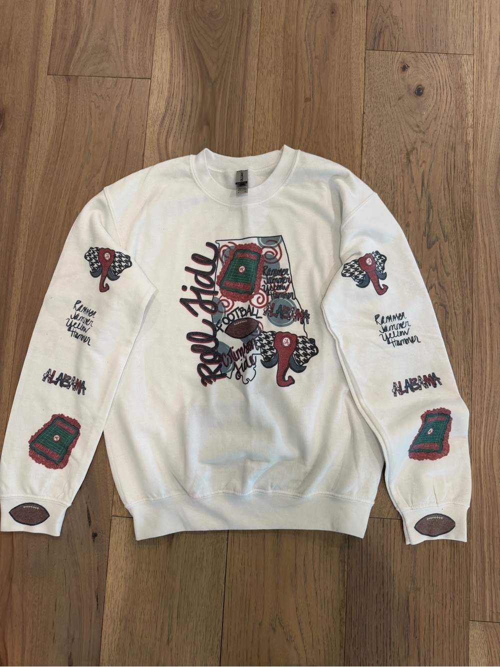 White Graphic Alabama Football Crewneck